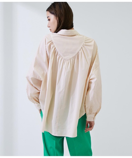 Settimissimo（セッティミッシモ）の「ストライプバックギャザーブラウス（シャツ/ブラウス・レディース・ブラック/ベージュ・FREE）」の11枚目の写真