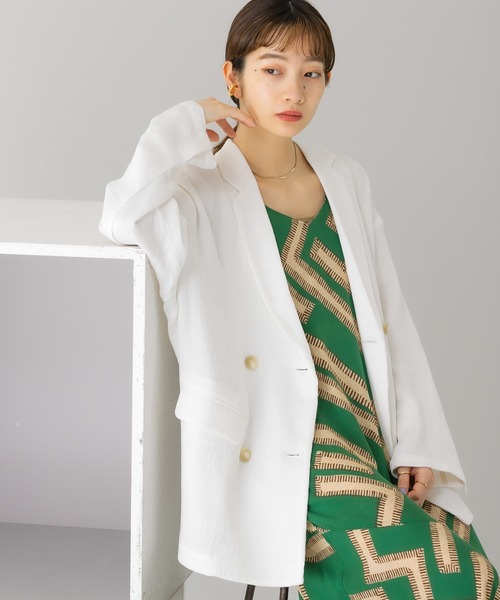 KBF（ケイビーエフ）の「オーバーダブルジャケット（テーラードジャケット・レディース・ブラック/オフホワイト/キャメル・ONE）」の8枚目の写真