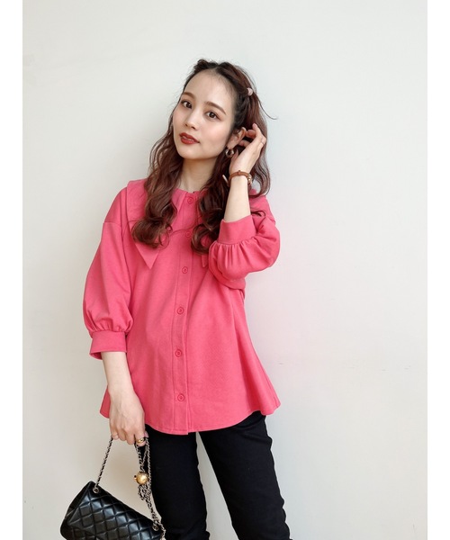 jumelle（ジュメロ）の「ペプラムカラートップス（Tシャツ/カットソー・レディース・ピンク/オレンジ・FREE）」の4枚目の写真