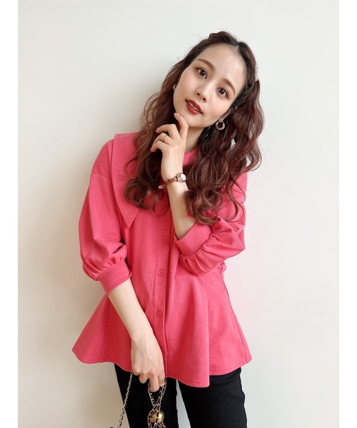 jumelle（ジュメロ）の「ペプラムカラートップス（Tシャツ/カットソー・レディース・ピンク/オレンジ・FREE）」の10枚目の写真