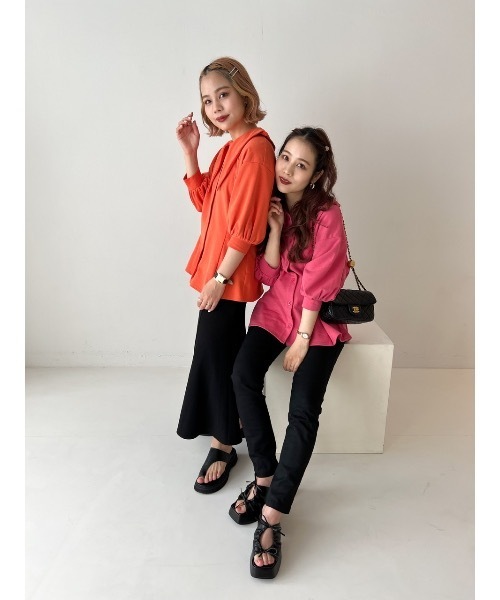 jumelle（ジュメロ）の「ペプラムカラートップス（Tシャツ/カットソー・レディース・ピンク/オレンジ・FREE）」の3枚目の写真