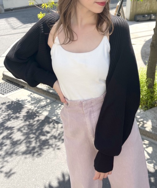 OLIVE des OLIVE（オリーブデオリーブ）の「後リボンボレロカーデ（カーディガン/ボレロ・レディース・ライトグレー/ブラック/パープル/オフホワイト・FREE）」の3枚目の写真