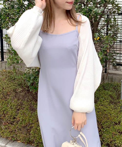 OLIVE des OLIVE（オリーブデオリーブ）の「後リボンボレロカーデ（カーディガン/ボレロ・レディース・ライトグレー/ブラック/パープル/オフホワイト・FREE）」の8枚目の写真