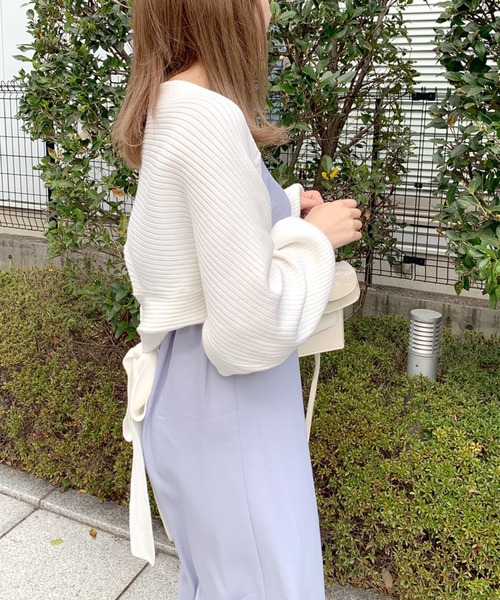 OLIVE des OLIVE（オリーブデオリーブ）の「後リボンボレロカーデ（カーディガン/ボレロ・レディース・ライトグレー/ブラック/パープル/オフホワイト・FREE）」の9枚目の写真