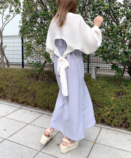 OLIVE des OLIVE（オリーブデオリーブ）の「後リボンボレロカーデ（カーディガン/ボレロ・レディース・ライトグレー/ブラック/パープル/オフホワイト・FREE）」の7枚目の写真