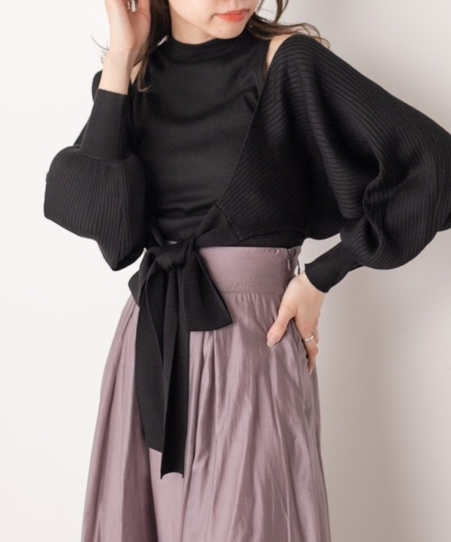 OLIVE des OLIVE（オリーブデオリーブ）の「後リボンボレロカーデ（カーディガン/ボレロ・レディース・ライトグレー/ブラック/パープル/オフホワイト・FREE）」の13枚目の写真