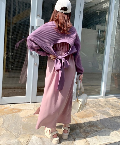 OLIVE des OLIVE（オリーブデオリーブ）の「後リボンボレロカーデ（カーディガン/ボレロ・レディース・ライトグレー/ブラック/パープル/オフホワイト・FREE）」の20枚目の写真