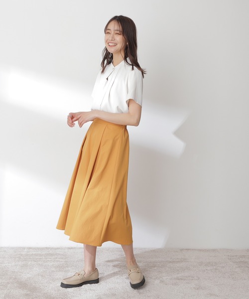 ◆スタンドカラーフロントタックブラウス