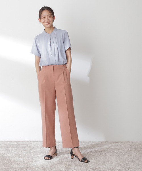 ◆スタンドカラーフロントタックブラウス