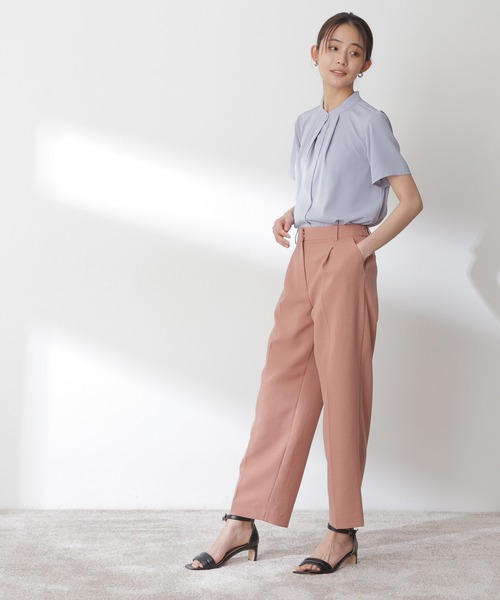 ◆スタンドカラーフロントタックブラウス