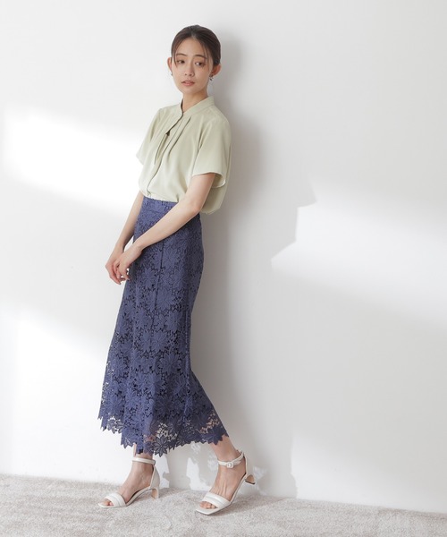 N.（N. Natural Beauty Basic）（エヌエヌナチュラルビューティーベーシック）の「◆スタンドカラーフロントタックブラウス（シャツ/ブラウス・レディース・ライトブルー/グレー/オフホワイト/ライトグリーン/ホワイト系その他・MEDIUM）」の12枚目の写真