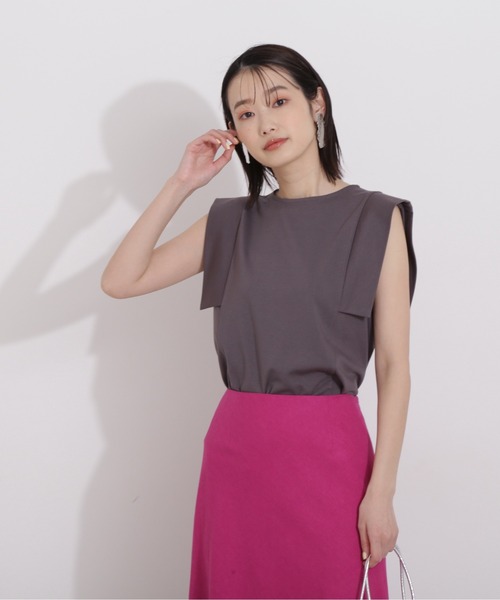 NATURAL BEAUTY BASIC（ナチュラルビューティーベーシック）の「ショルダーウイングカットソー（Tシャツ/カットソー・レディース・グレー/チャコールグレー/ブルー・MEDIUM）」の12枚目の写真