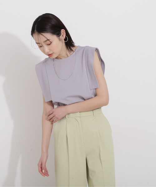 NATURAL BEAUTY BASIC（ナチュラルビューティーベーシック）の「ショルダーウイングカットソー（Tシャツ/カットソー・レディース・グレー/チャコールグレー/ブルー・MEDIUM）」の17枚目の写真