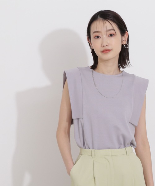 NATURAL BEAUTY BASIC（ナチュラルビューティーベーシック）の「ショルダーウイングカットソー（Tシャツ/カットソー・レディース・グレー/チャコールグレー/ブルー・MEDIUM）」の22枚目の写真