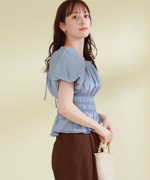 Ray BEAMS（レイビームス）の「Ray BEAMS / クロップド バルーン スリーブ ブラウス（シャツ/ブラウス・レディース・ブラック/サックスブルー・ONE SIZE）」の6枚目の写真