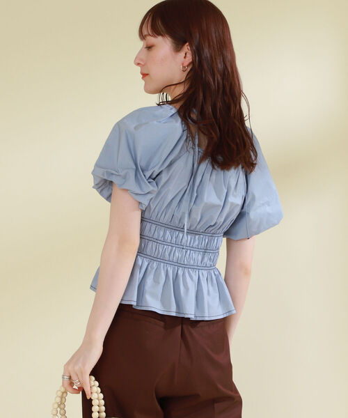 Ray BEAMS（レイビームス）の「Ray BEAMS / クロップド バルーン スリーブ ブラウス（シャツ/ブラウス・レディース・ブラック/サックスブルー・ONE SIZE）」の7枚目の写真