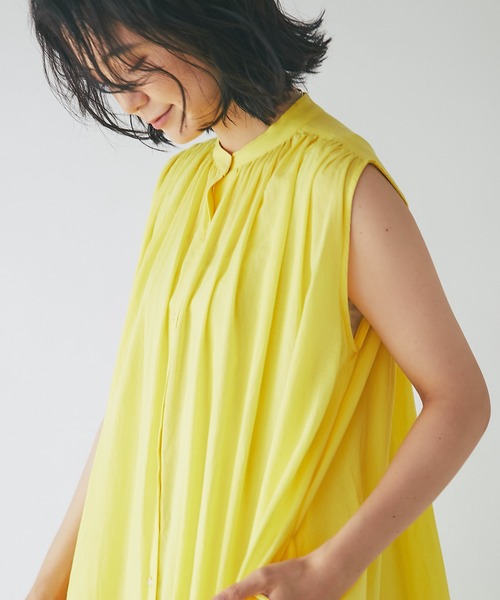 RIVE DROITE(リヴドロワ)の「コットンギャザーシャツワンピース(ワンピース・レディース・ブラック/イエロー/グリーン・FREE)」の15枚目の写真