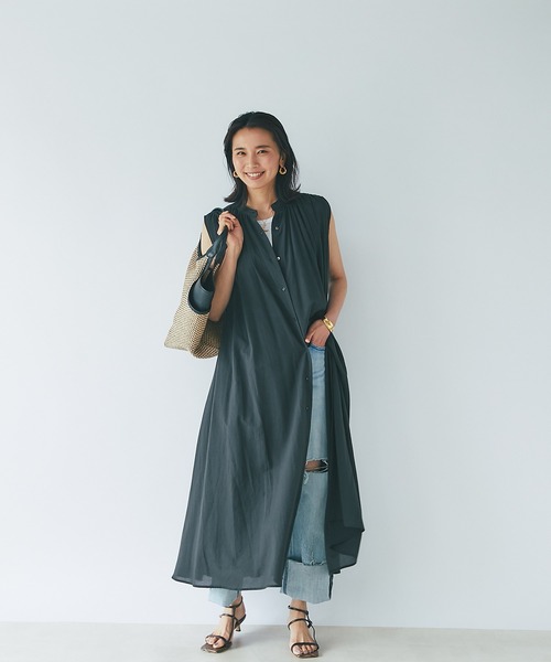 RIVE DROITE(リヴドロワ)の「コットンギャザーシャツワンピース(ワンピース・レディース・ブラック/イエロー/グリーン・FREE)」の17枚目の写真