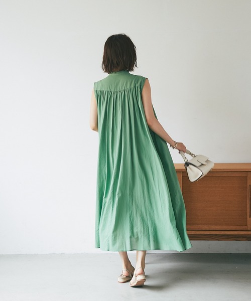 RIVE DROITE(リヴドロワ)の「コットンギャザーシャツワンピース(ワンピース・レディース・ブラック/イエロー/グリーン・FREE)」の9枚目の写真