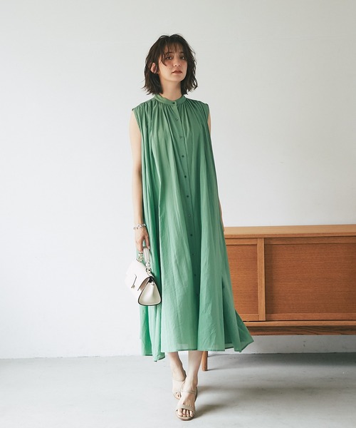 RIVE DROITE(リヴドロワ)の「コットンギャザーシャツワンピース(ワンピース・レディース・ブラック/イエロー/グリーン・FREE)」の7枚目の写真