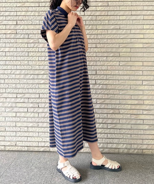 AS KNOW AS plus（アズノゥアズプラス）の「●釦並んでポロワンピース（ワンピース・レディース・ブラック/カーキ/ネイビー系・FREE）」の3枚目の写真