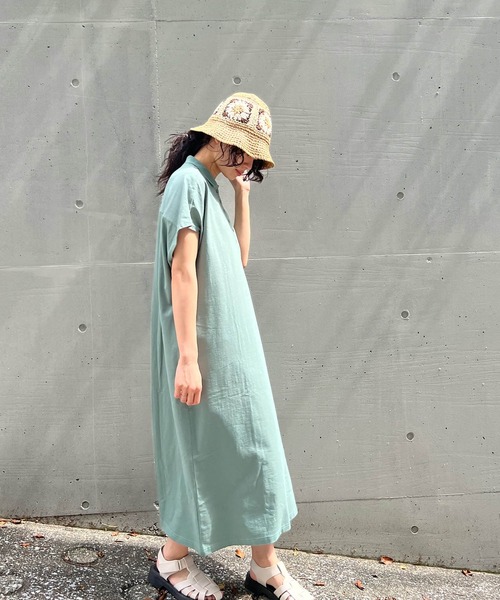 AS KNOW AS plus（アズノゥアズプラス）の「●釦並んでポロワンピース（ワンピース・レディース・ブラック/カーキ/ネイビー系・FREE）」の4枚目の写真