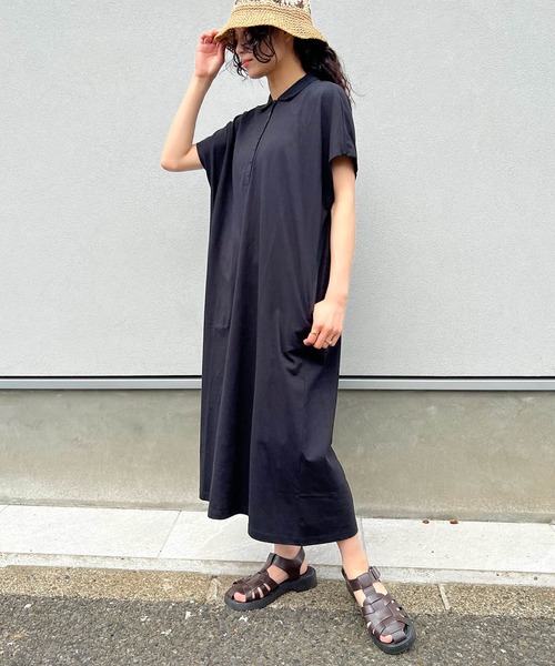 AS KNOW AS plus（アズノゥアズプラス）の「●釦並んでポロワンピース（ワンピース・レディース・ブラック/カーキ/ネイビー系・FREE）」の9枚目の写真