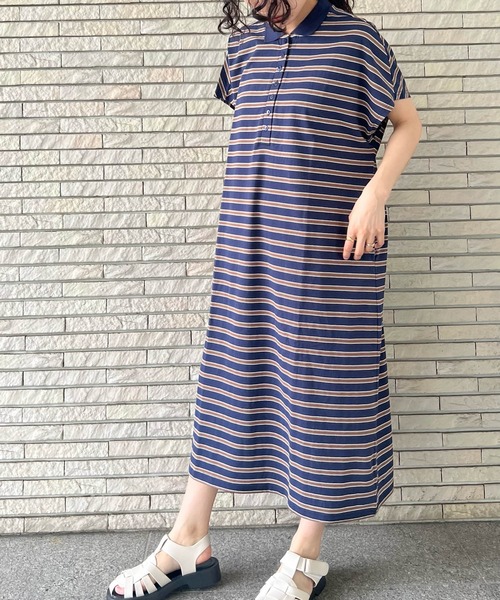 AS KNOW AS plus（アズノゥアズプラス）の「●釦並んでポロワンピース（ワンピース・レディース・ブラック/カーキ/ネイビー系・FREE）」の7枚目の写真