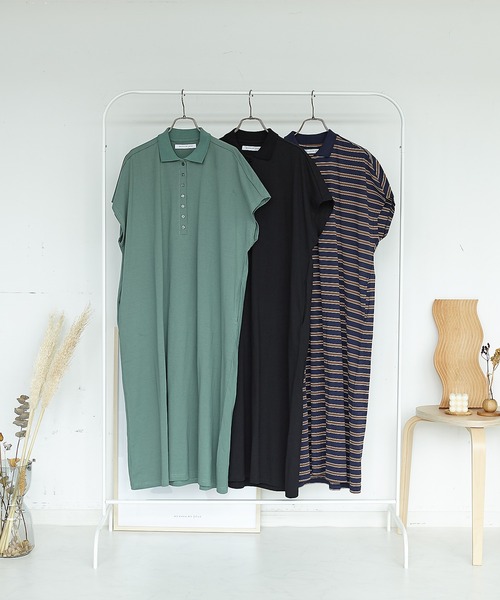 AS KNOW AS plus（アズノゥアズプラス）の「●釦並んでポロワンピース（ワンピース・レディース・ブラック/カーキ/ネイビー系・FREE）」の5枚目の写真