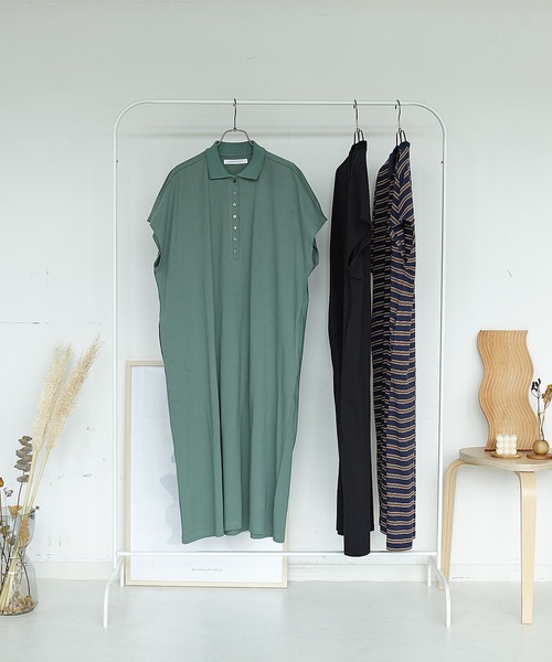 AS KNOW AS plus（アズノゥアズプラス）の「●釦並んでポロワンピース（ワンピース・レディース・ブラック/カーキ/ネイビー系・FREE）」の12枚目の写真