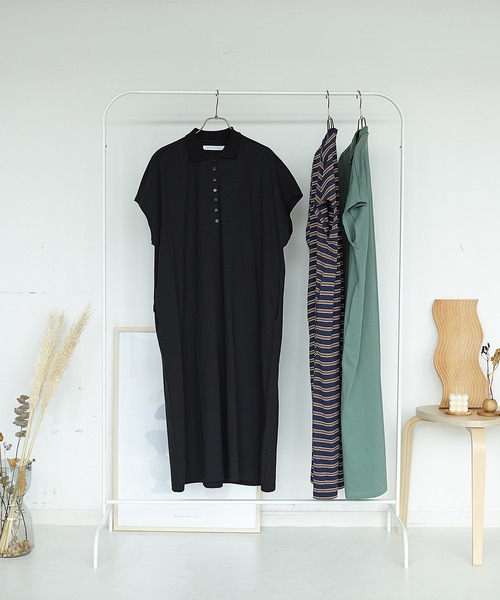 AS KNOW AS plus（アズノゥアズプラス）の「●釦並んでポロワンピース（ワンピース・レディース・ブラック/カーキ/ネイビー系・FREE）」の14枚目の写真