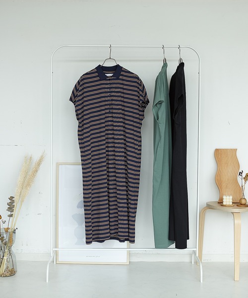 AS KNOW AS plus（アズノゥアズプラス）の「●釦並んでポロワンピース（ワンピース・レディース・ブラック/カーキ/ネイビー系・FREE）」の8枚目の写真