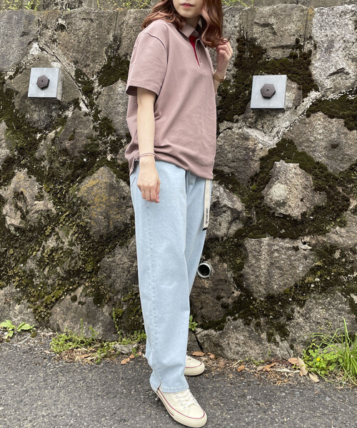 Purple&Yellow(パープルアンドイエロー)の「ワッペン付きカノコ半袖ポロシャツ(ポロシャツ・メンズ・ホワイト/ネイビー/グレイッシュベージュ・SMALL/MEDIUM/LARGE/X-LARGE)」の4枚目の写真