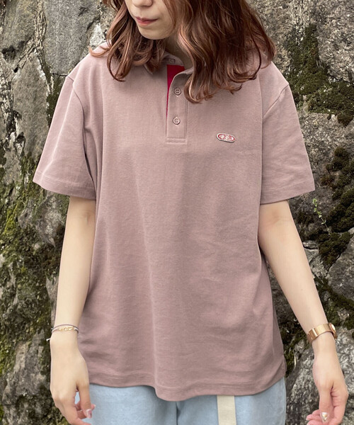 Purple&Yellow(パープルアンドイエロー)の「ワッペン付きカノコ半袖ポロシャツ(ポロシャツ・メンズ・ホワイト/ネイビー/グレイッシュベージュ・SMALL/MEDIUM/LARGE/X-LARGE)」の8枚目の写真