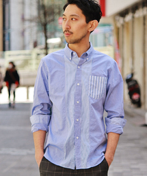 EDIFICE | ◇コンビネーションストライプボタンダウンシャツ(シャツ/ブラウス)