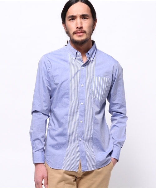 EDIFICE（エディフィス）の「◇コンビネーションストライプボタンダウンシャツ（シャツ/ブラウス・メンズ・ホワイト/ブルー系その他・44/48/46/50）」の15枚目の写真