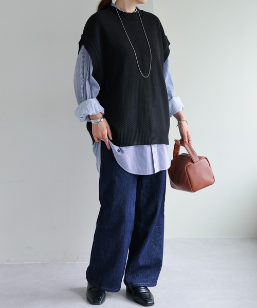 DISCOAT（ディスコート）の「バックスリットニットベスト（ベスト・レディース・ブラック/ブラウン/ベージュ・FREE）」の10枚目の写真