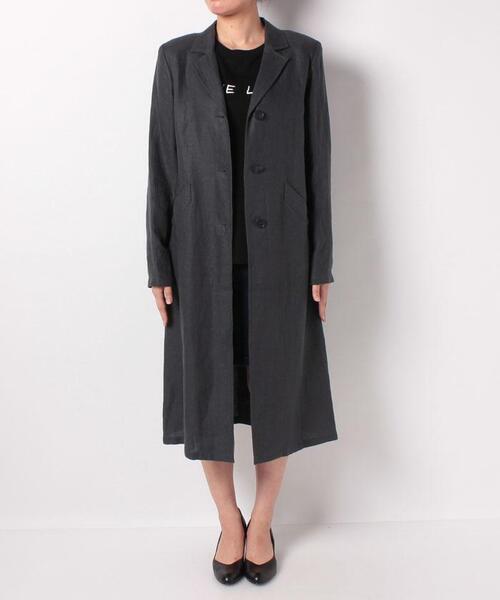 agnes b.(アニエスベー)の「U902 MANTEAU リネンロングコート(チェスターコート・レディース・グレー・42)」の2枚目の写真