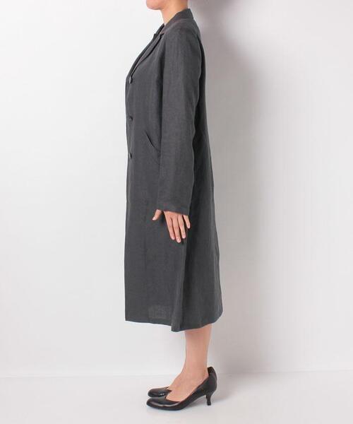 agnes b.(アニエスベー)の「U902 MANTEAU リネンロングコート(チェスターコート・レディース・グレー・42)」の3枚目の写真