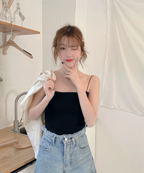 Auntie Rosa（アンティローザ）の「シンプルキャミソール（キャミソール・レディース・ホワイト/ブラック/レッド・FREE）」の6枚目の写真