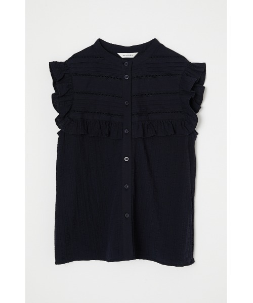 MOUSSY（マウジー）の「PIN TUCK RUFFLE ブラウス（シャツ/ブラウス・レディース・ホワイト/ブラック/ネイビー・FREE）」の3枚目の写真