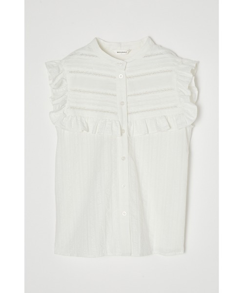 MOUSSY（マウジー）の「PIN TUCK RUFFLE ブラウス（シャツ/ブラウス・レディース・ホワイト/ブラック/ネイビー・FREE）」の6枚目の写真