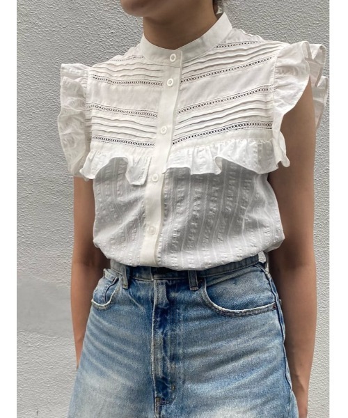 MOUSSY（マウジー）の「PIN TUCK RUFFLE ブラウス（シャツ/ブラウス・レディース・ホワイト/ブラック/ネイビー・FREE）」の16枚目の写真