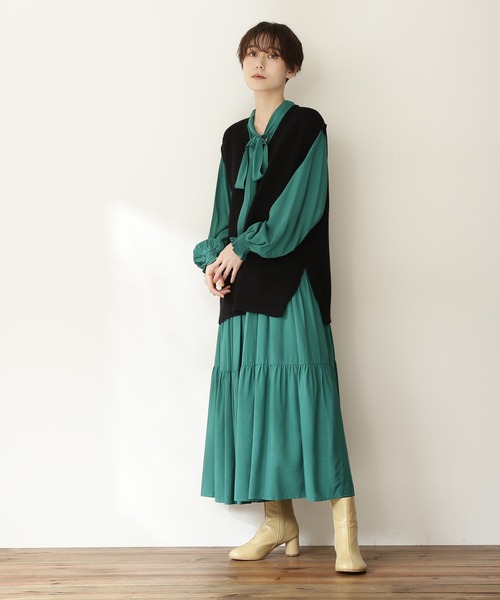 N.（N. Natural Beauty Basic）（エヌエヌナチュラルビューティーベーシック）の「【松井愛莉さん着用】◆ミドルＶニットベスト（ベスト・レディース・ブラック/ブラックミックス/オフホワイト・MEDIUM）」の10枚目の写真