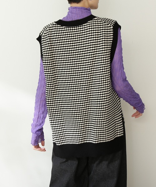 N.（N. Natural Beauty Basic）（エヌエヌナチュラルビューティーベーシック）の「【松井愛莉さん着用】◆ミドルＶニットベスト（ベスト・レディース・ブラック/ブラックミックス/オフホワイト・MEDIUM）」の9枚目の写真