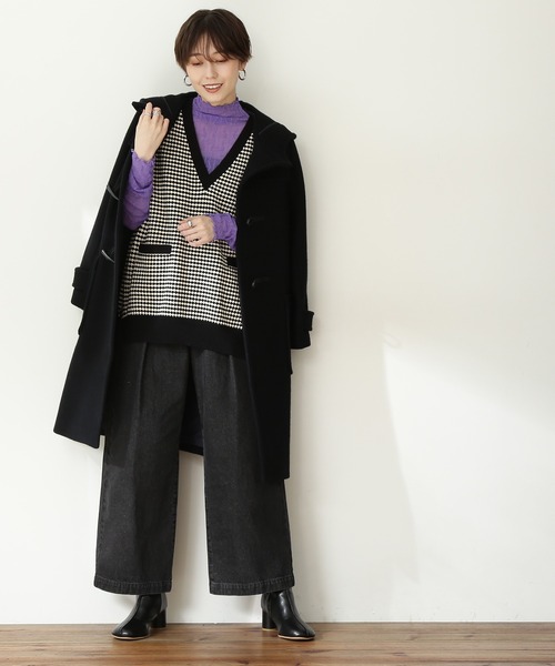 N.（N. Natural Beauty Basic）（エヌエヌナチュラルビューティーベーシック）の「【松井愛莉さん着用】◆ミドルＶニットベスト（ベスト・レディース・ブラック/ブラックミックス/オフホワイト・MEDIUM）」の6枚目の写真