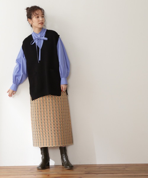 N.（N. Natural Beauty Basic）（エヌエヌナチュラルビューティーベーシック）の「【松井愛莉さん着用】◆ミドルＶニットベスト（ベスト・レディース・ブラック/ブラックミックス/オフホワイト・MEDIUM）」の21枚目の写真