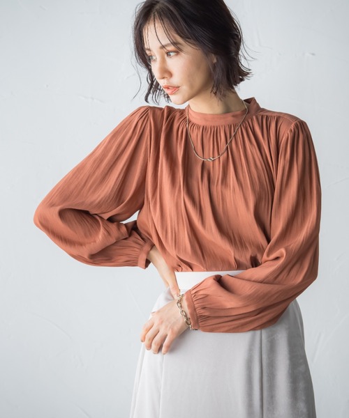 LAUTREAMONT(ロートレアモン)の「【WEB別注】割繊ブラウス≪洗濯機で洗える≫(シャツ/ブラウス・レディース・ネイビー/オフホワイト/オレンジ/グリーン・9号)」の4枚目の写真