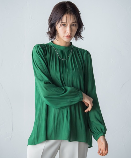 LAUTREAMONT(ロートレアモン)の「【WEB別注】割繊ブラウス≪洗濯機で洗える≫(シャツ/ブラウス・レディース・ネイビー/オフホワイト/オレンジ/グリーン・9号)」の3枚目の写真