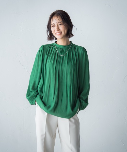 LAUTREAMONT(ロートレアモン)の「【WEB別注】割繊ブラウス≪洗濯機で洗える≫(シャツ/ブラウス・レディース・ネイビー/オフホワイト/オレンジ/グリーン・9号)」の18枚目の写真